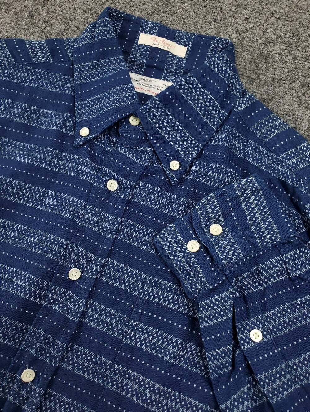 Gant Rugger Indigo Oxford Shirt Small Navy Blue Button Down Long Sleeve Preppy